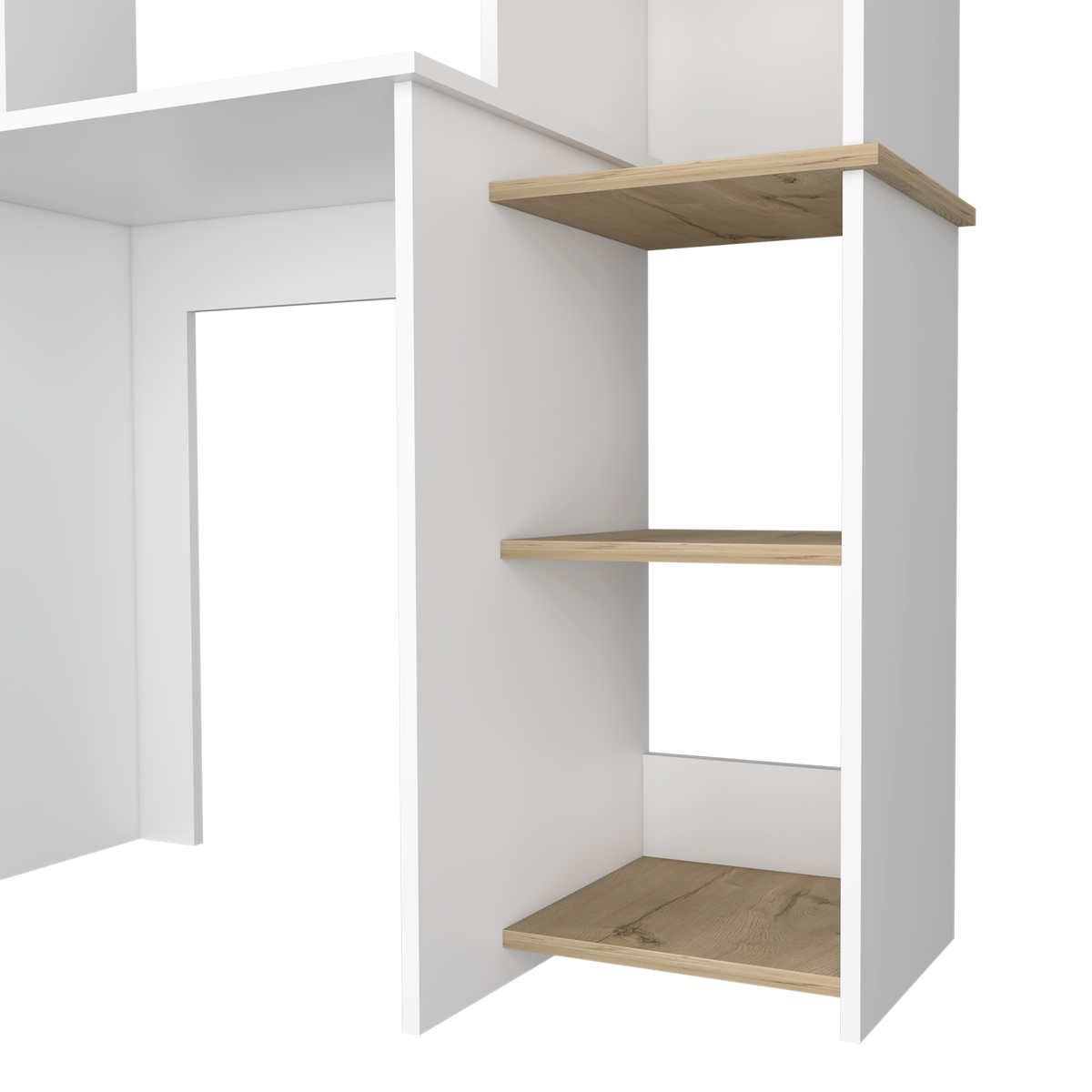 TUHOME CONCEPT Escritorio Heinrich de 98 cm con estantería, blanco y roble claro