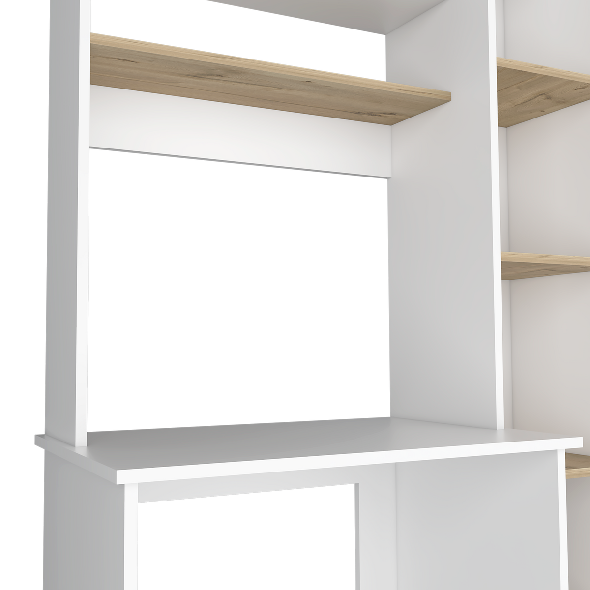 TUHOME CONCEPT Escritorio Heinrich de 98 cm con estantería, blanco y roble claro
