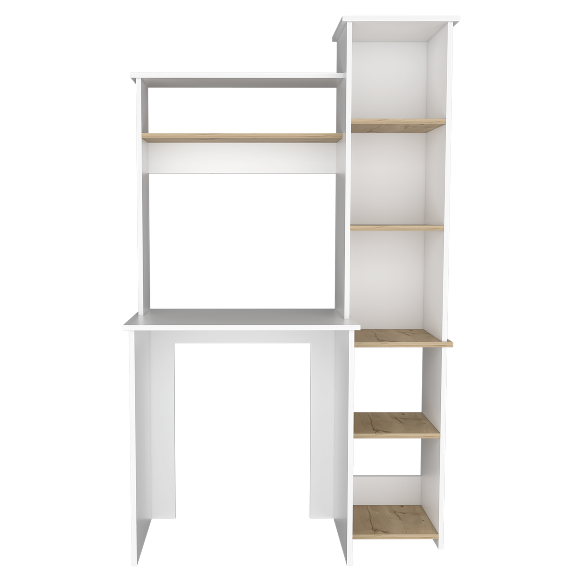TUHOME CONCEPT Escritorio Heinrich de 98 cm con estantería, blanco y roble claro