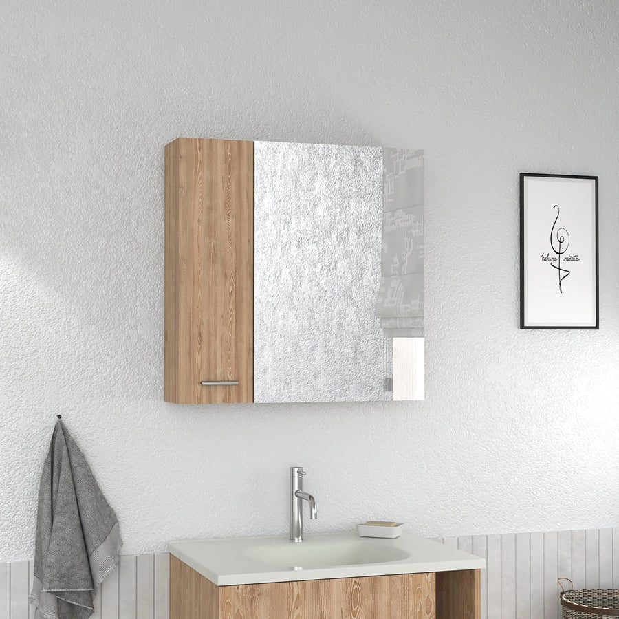 Armario de baño de pared Barcelona de 60 cm con espejo, gris ceniza