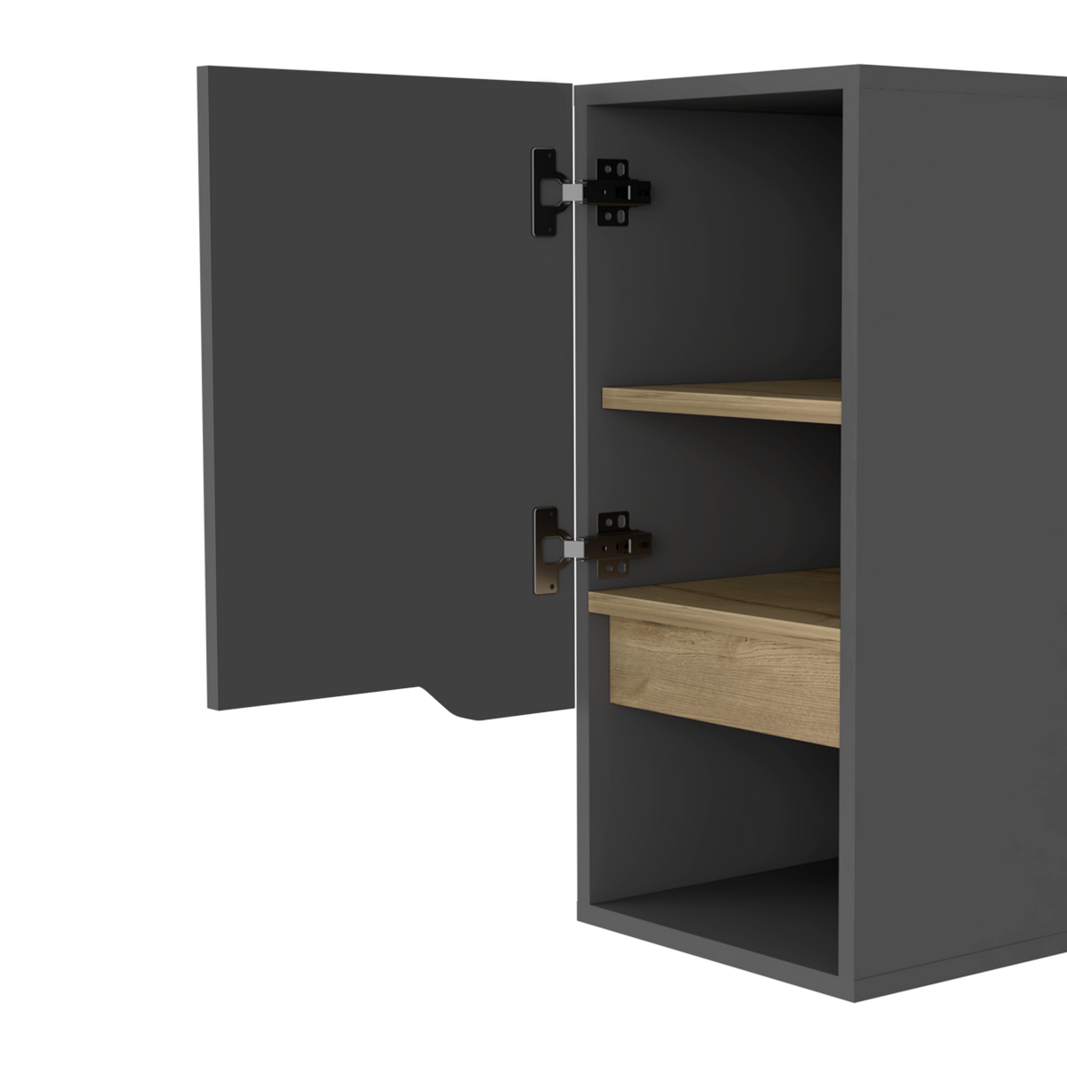 TUHOME CONCEPT Armario colgante de baño Laurent de 30 cm con 1 puerta, gris plomo y roble arena