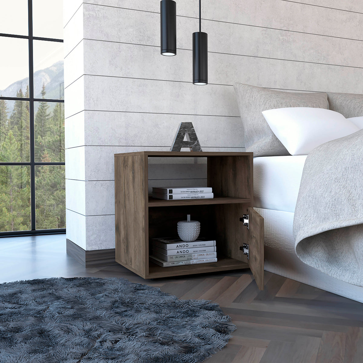 TUHOME CONCEPT Mesita de noche Galanto de 50 cm, roble oscuro
