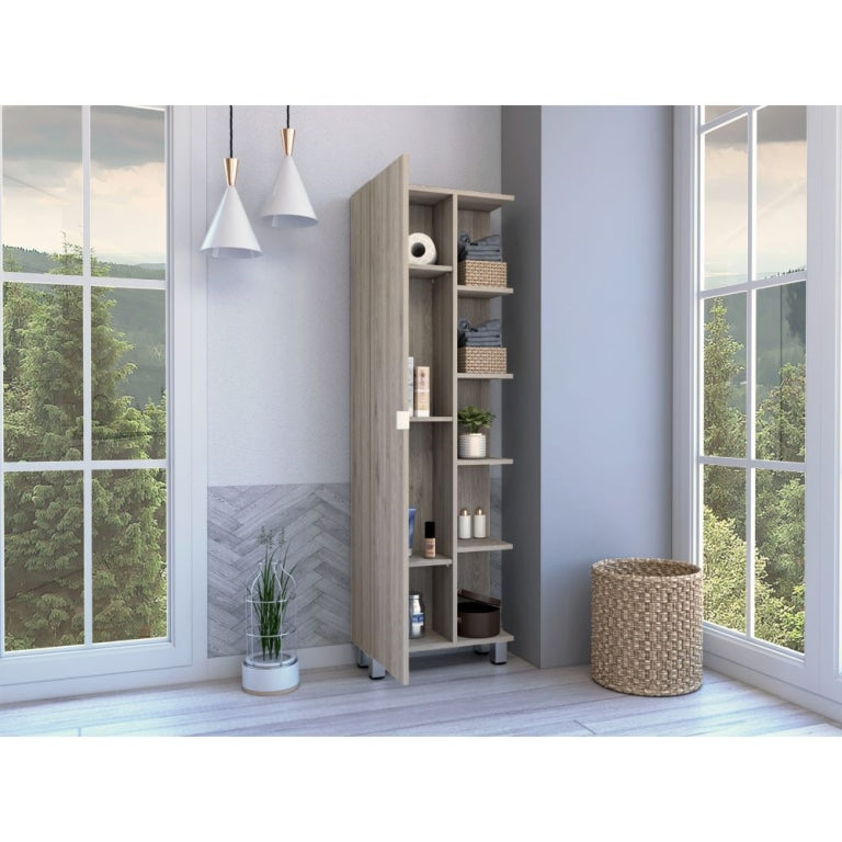 Columna de baño Urano 158 cm, 1 puerta y 5 estantes abiertos