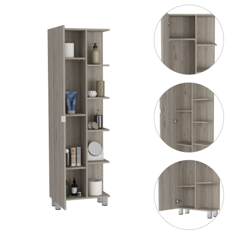 Columna de baño Urano 158 cm, 1 puerta y 5 estantes abiertos