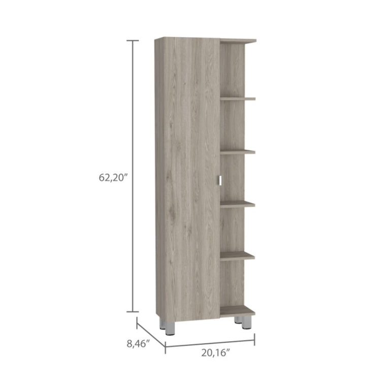 Columna de baño Urano 158 cm, 1 puerta y 5 estantes abiertos