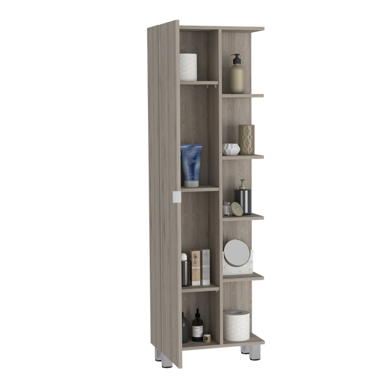 Columna de baño Urano 158 cm, 1 puerta y 5 estantes abiertos