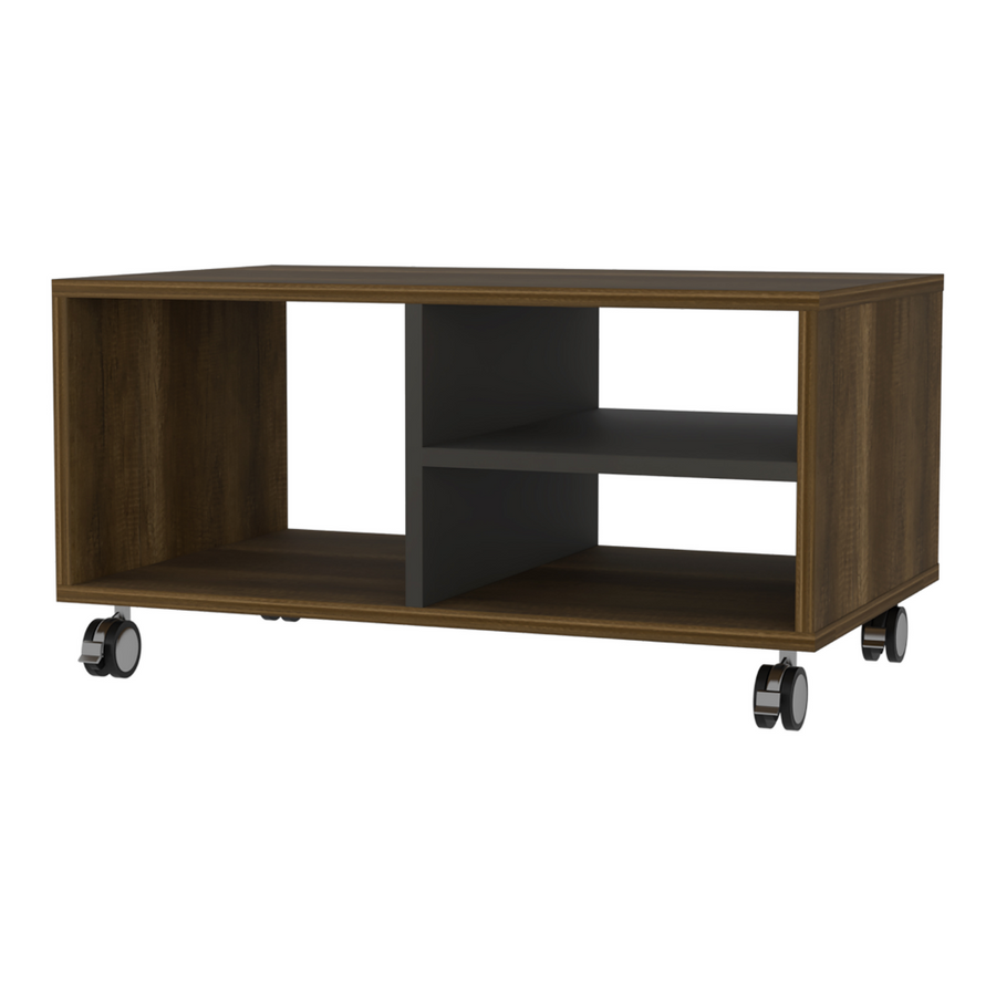 Mesa de centro Classic de 80 cm con ruedas, caramelo y wengué