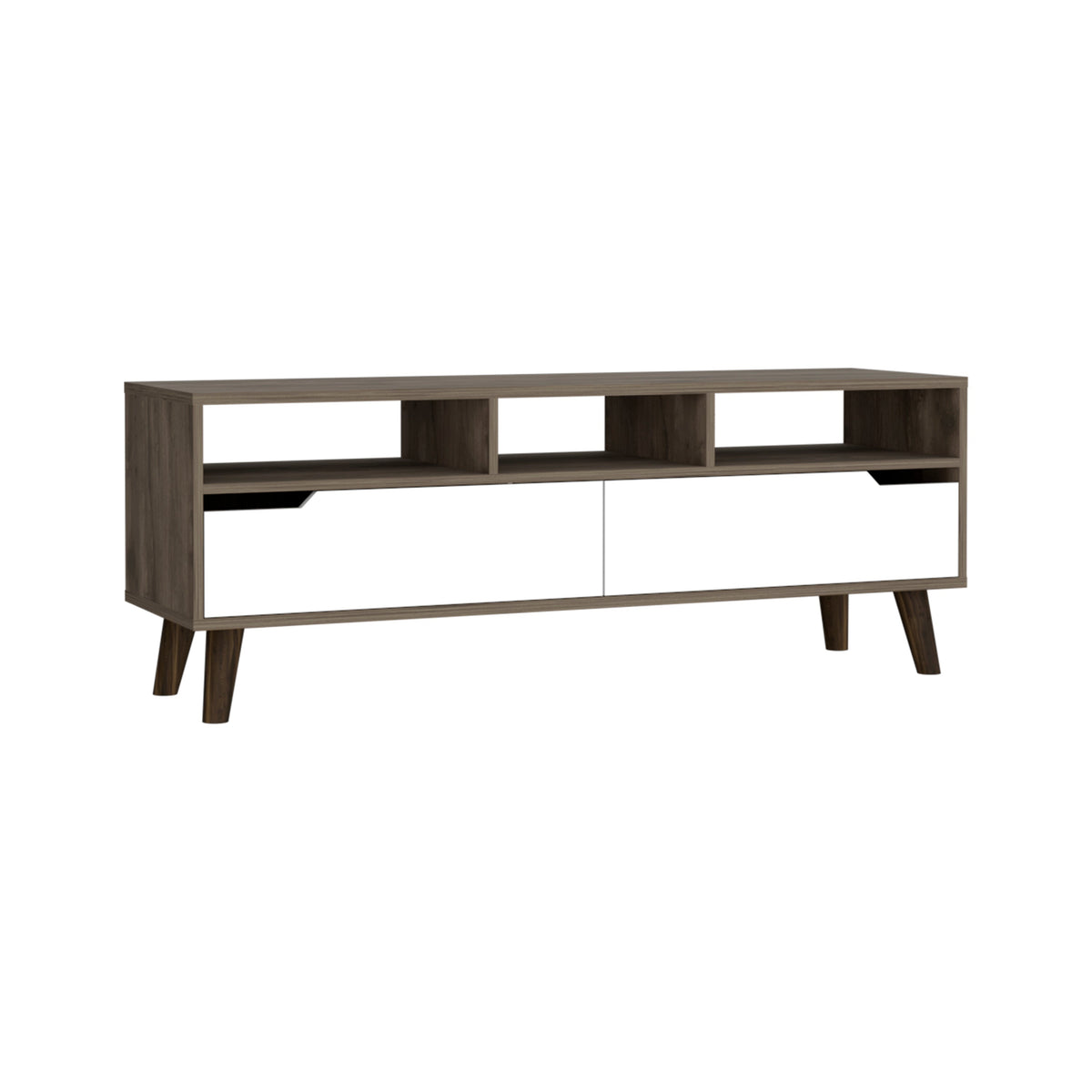 TUHOME CONCEPT Mueble de TV Oslo de 137 cm, roble oscuro y blanco
