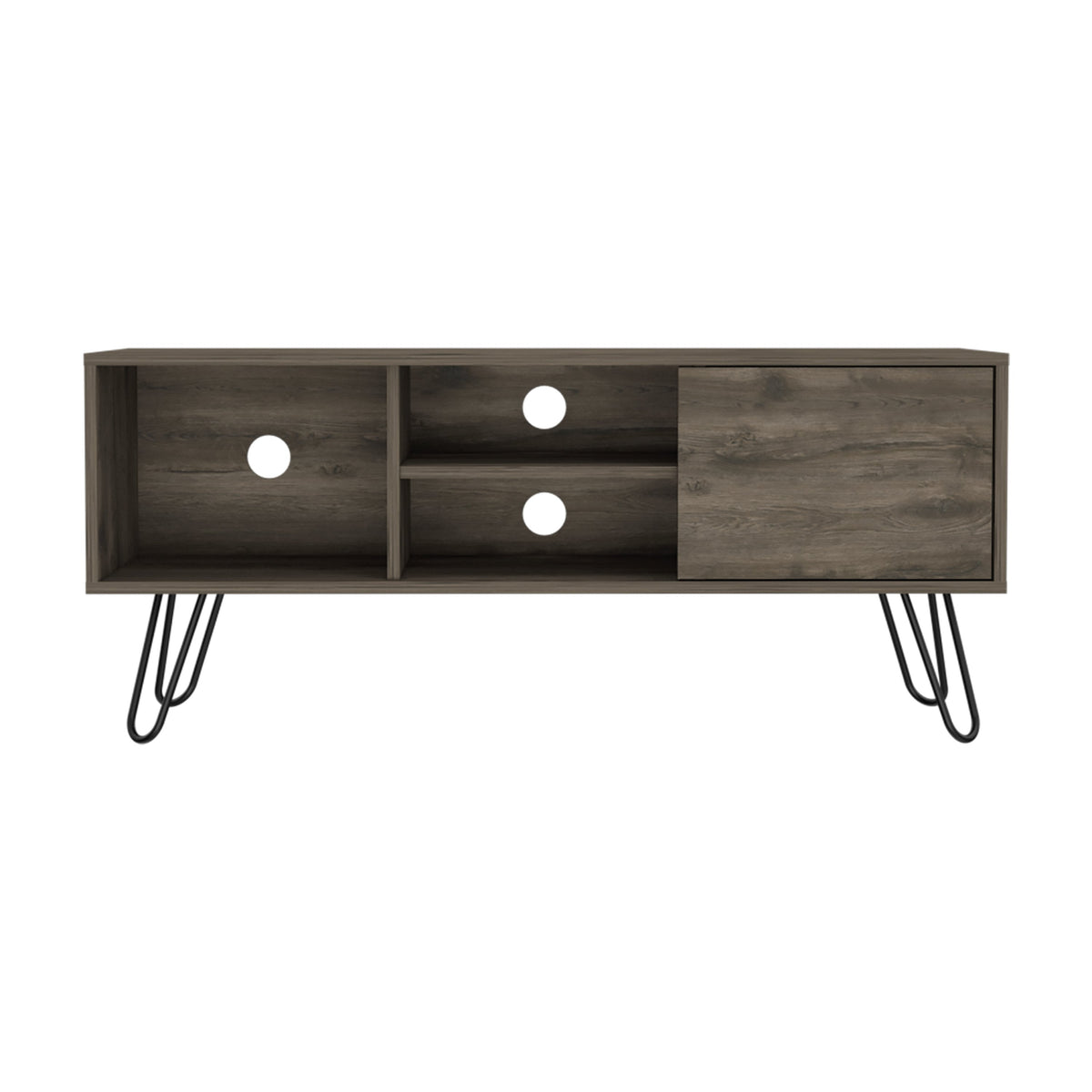 TUHOME CONCEPT Mueble de TV Andorra de 115 cm con 1 puerta, roble oscuro