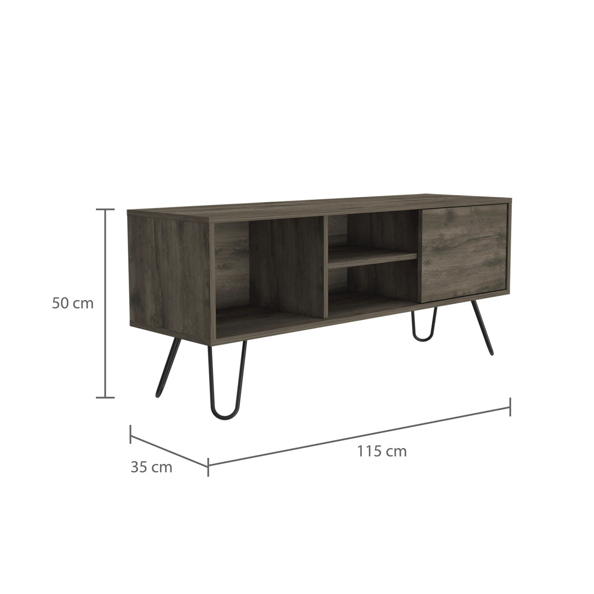 TUHOME CONCEPT Mueble de TV Andorra de 115 cm con 1 puerta, roble oscuro